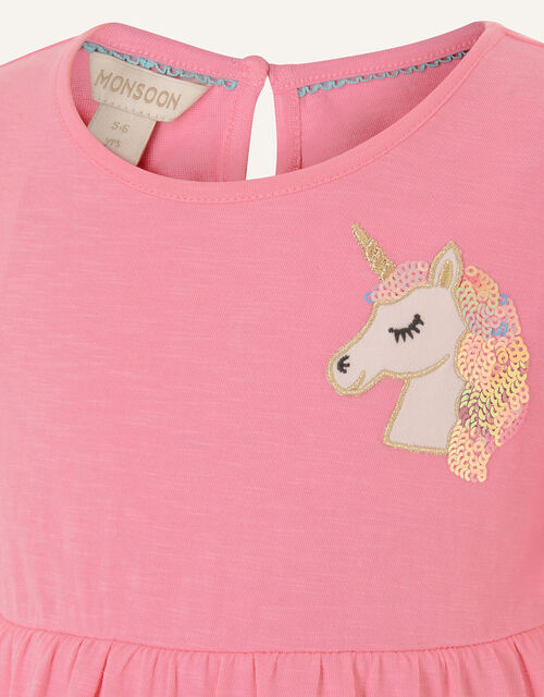 Sequin Unicorn Tiered T-Shirt, Pink (PINK), large