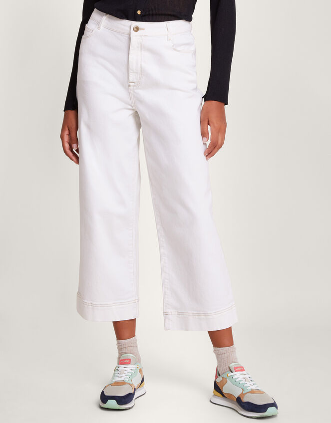 Wide Leg Cropped Jeans , Natural (ECRU), large