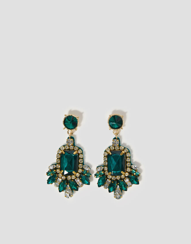 Large Gemstone Drop Earrings, , large