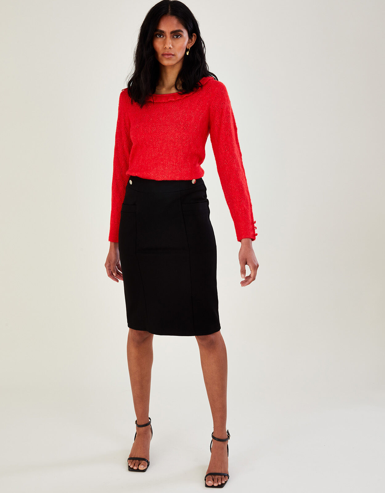 Ponte Pencil Skirt with LENZING ECOVERO Black Skirts Monsoon UK
