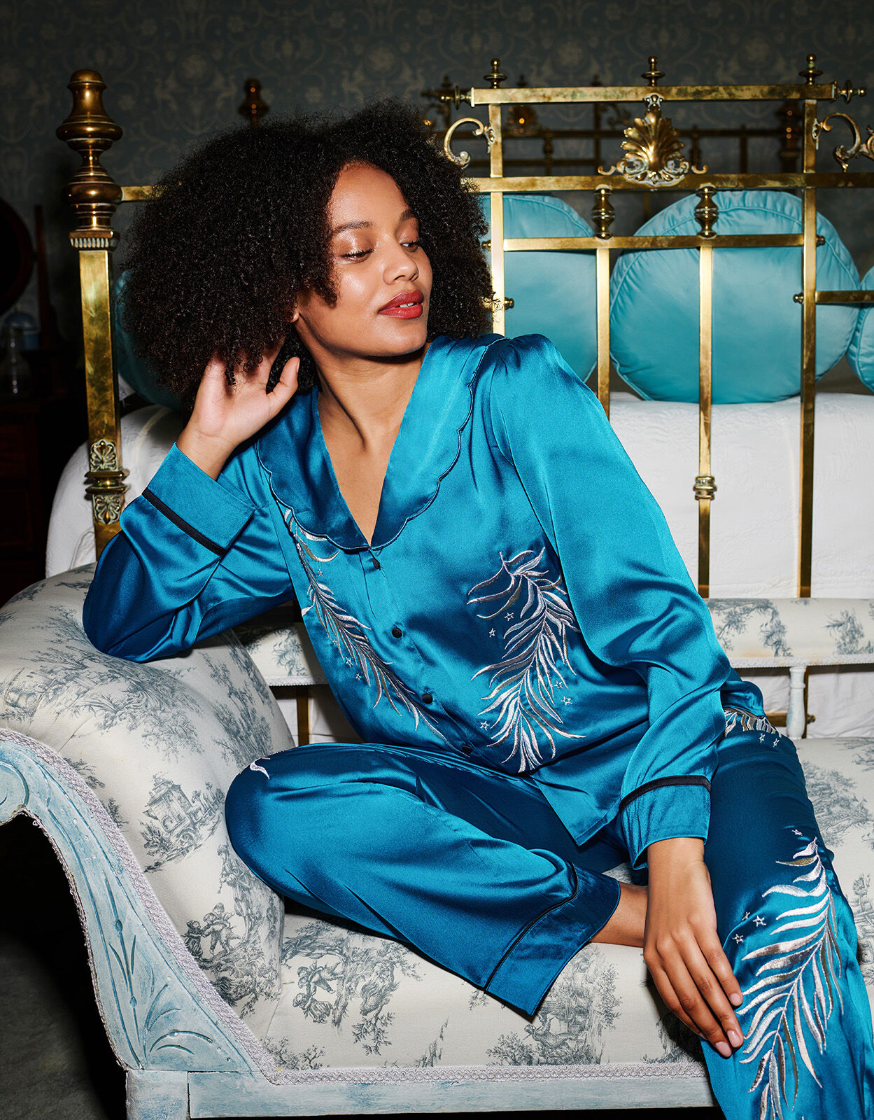 Clover Feather Pyjama Set Teal