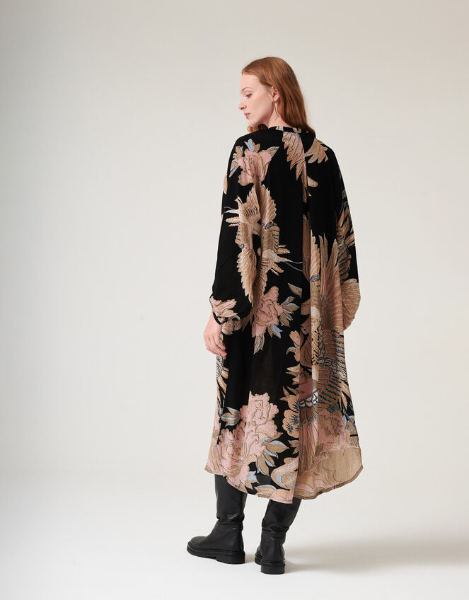 One Hundred Stars Darcy Crane Print Tunic Dress, Black (BLACK), large