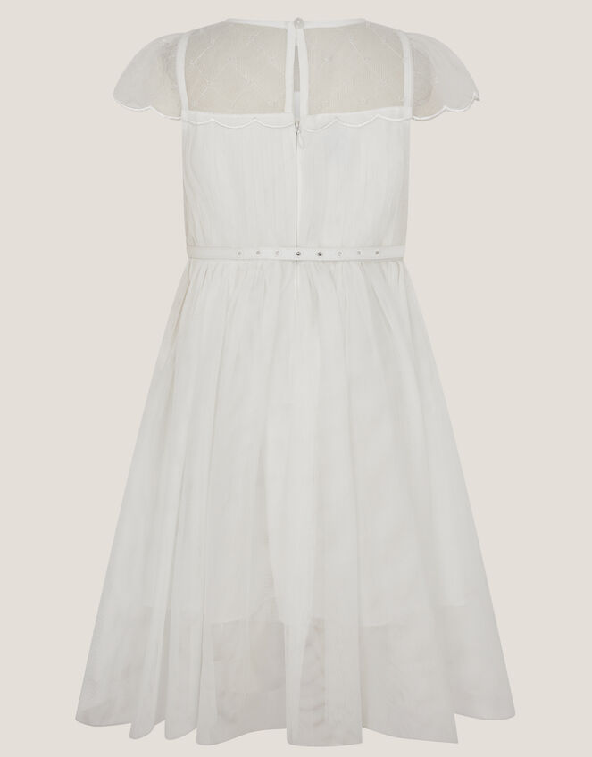 Gracia Embroidered Yoke Tulle Dress, Ivory (IVORY), large
