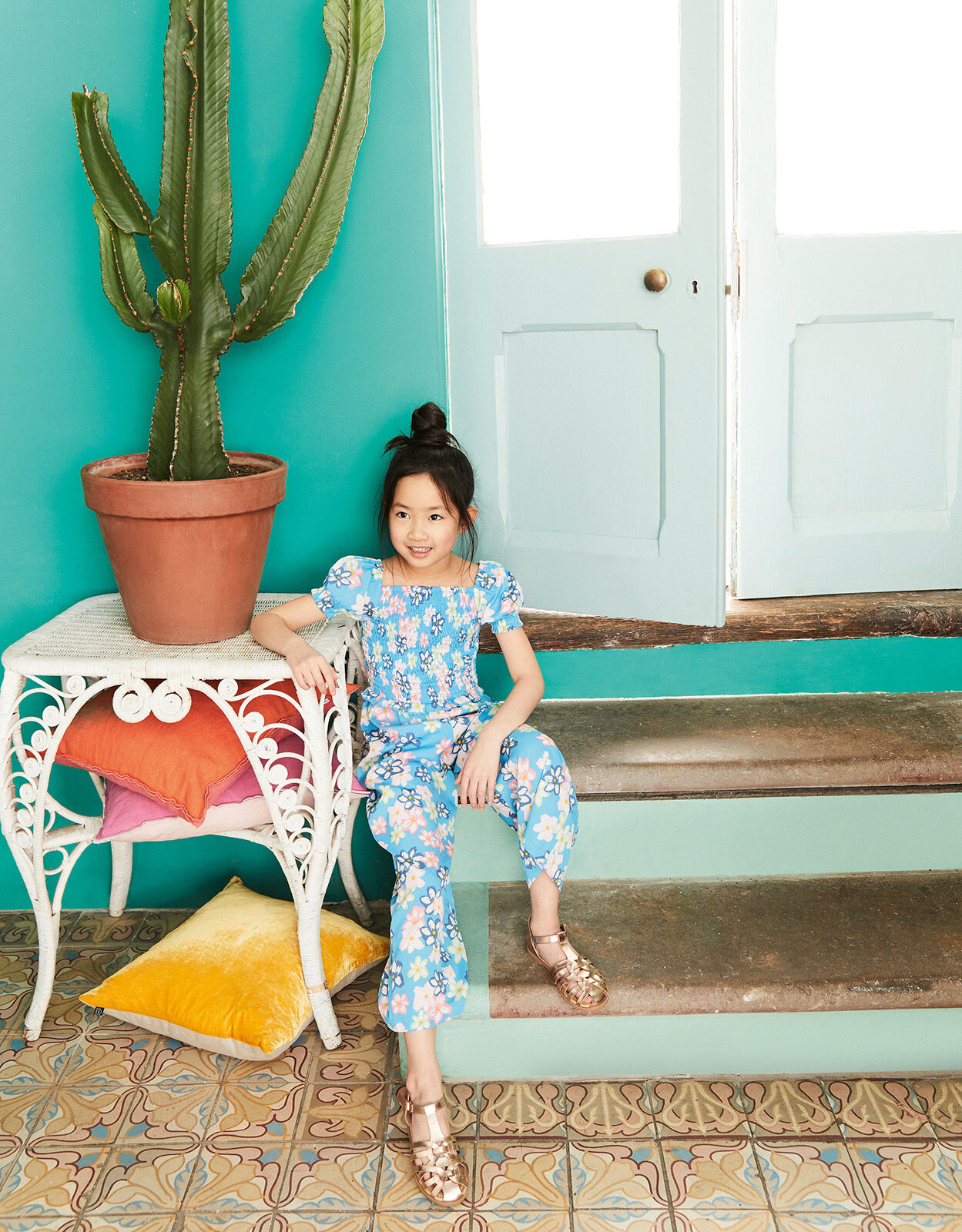 Girls floral jumpsuits outlet