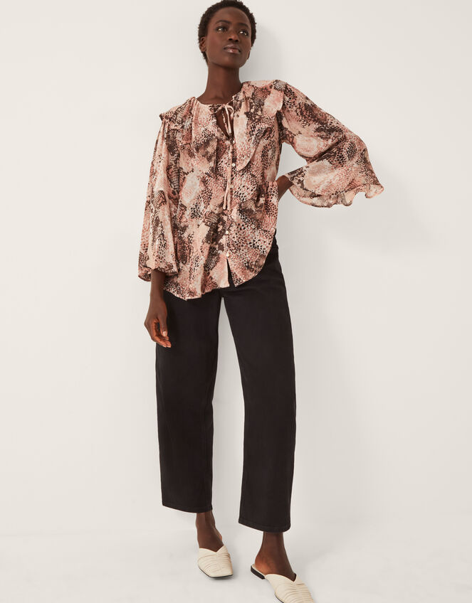 Synthia Snake Print Blouse, Pink (BLUSH), large