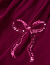 Broderie Top & Bow Velvet Pinafore Dress Set, Red (BURGUNDY), large