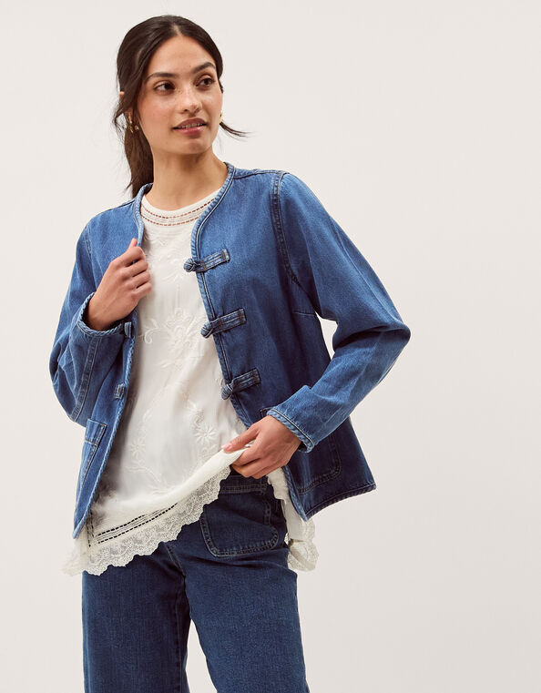 Lauren Knot Denim Jacket, Blue (MID AUTHENTIC BLUE), large