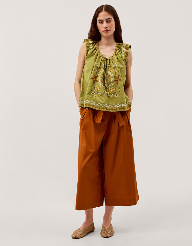 Greta Floral Embroidered Top Green