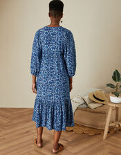 ARTISAN STUDIO Floral Batik Smock Dress , Blue (NAVY), large