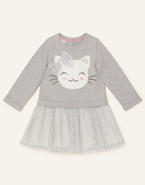 Baby Cat Sweat Disco Dress, Grey (GREY), large