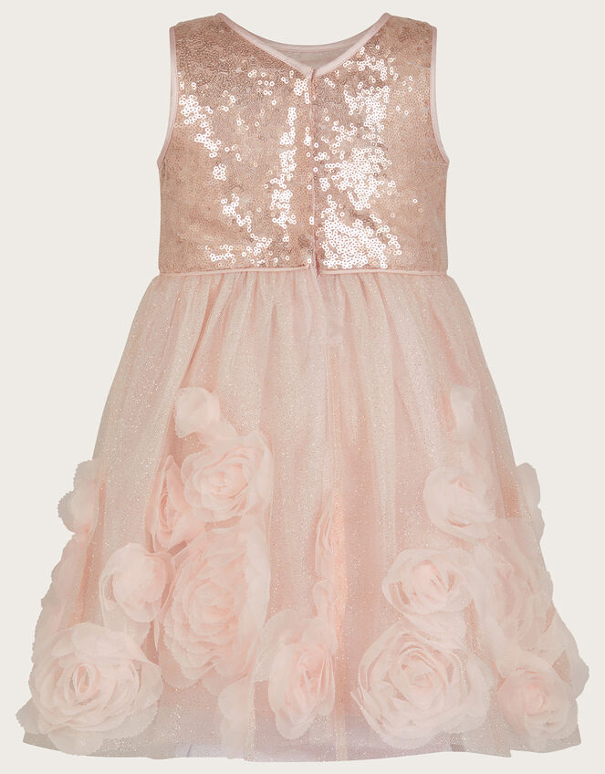 Baby Arabella 3D Roses Dress, Pink (DUSKY PINK), large