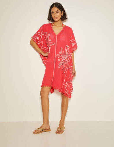 Penny Tassel Embroidered Kaftan, Pink (PINK), large