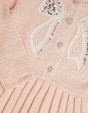 Bow Embellished Knitted Dress, Pink (PINK), large