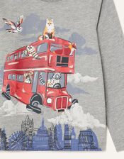Flying Bus Long Sleeve T-Shirt, Grey (GREY), large