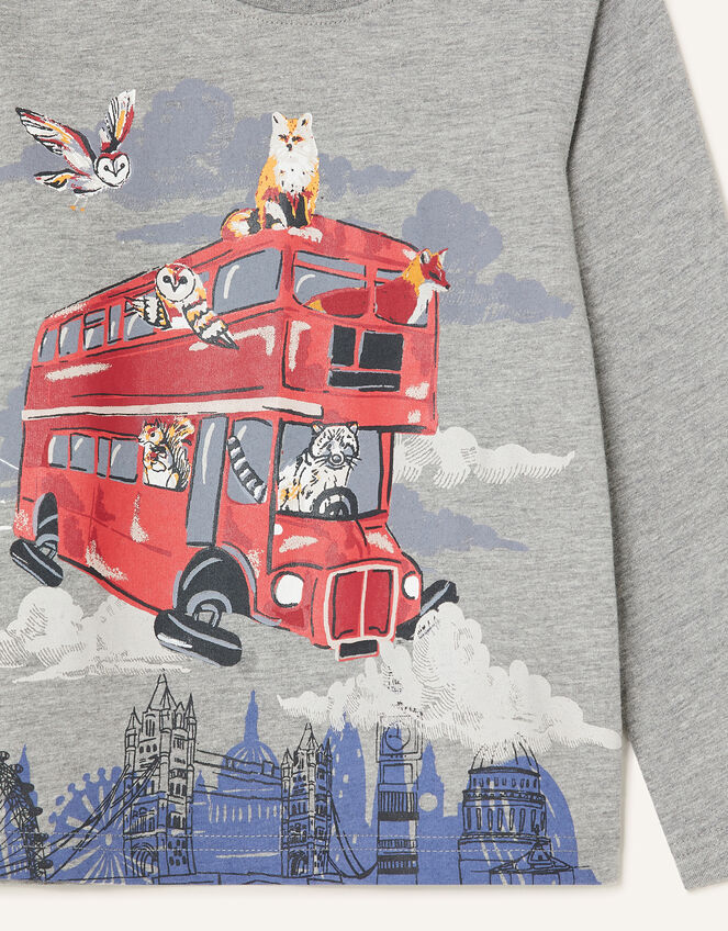 Flying Bus Long Sleeve T-Shirt, Grey (GREY), large