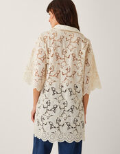 Selena Floral Lace Longline Tunic Top, Ivory (IVORY), large
