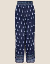 Claudia Print Trousers in LENZING™ ECOVERO™ , Blue (NAVY), large
