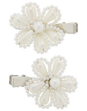 Sophie Pearl Flower Hair Clips, , large