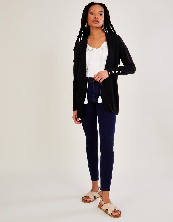 Shawl Midi Cardigan with LENZING™ ECOVERO™ , Black (BLACK), large