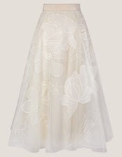 Rosie Embroidered Floral Wedding Skirt, Ivory (IVORY), large