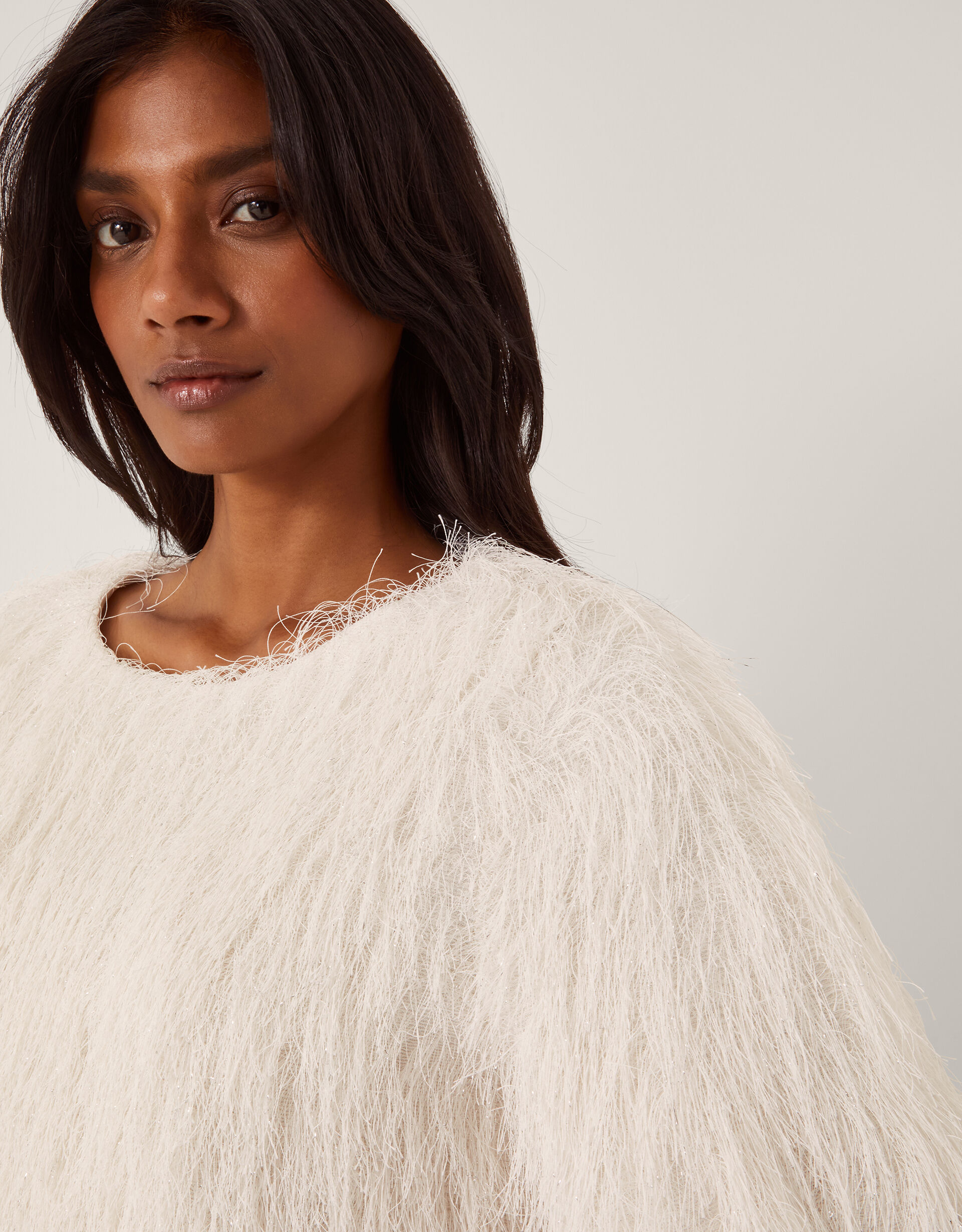 Tori Short Sleeve Fringe Top Ivory | Tops & T-shirts | Monsoon UK.