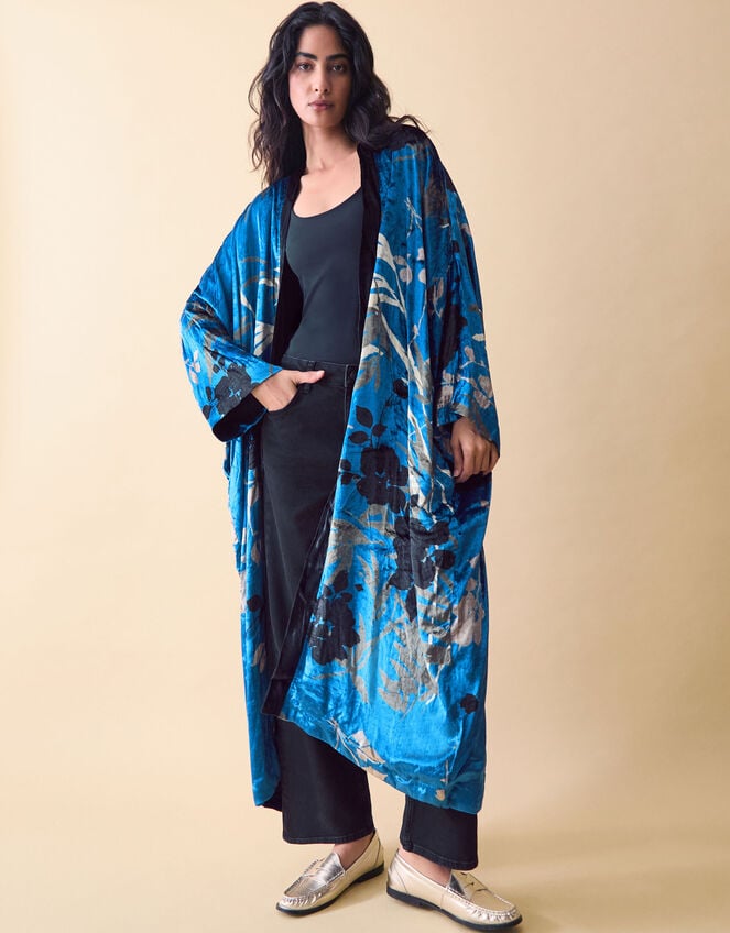 Clemence Lian Floral Velvet Kimono, , large