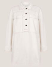 Nara Denim Tunic Shirt Dress, Natural (ECRU), large