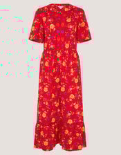 Libby Floral Jersey Midi Dress , Red (RED), large