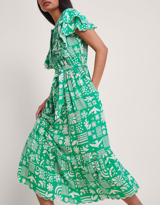 Dario Print Dress, Green (GREEN), large