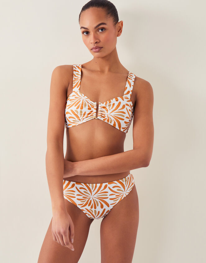 Cece Block Print Bikini Top Orange