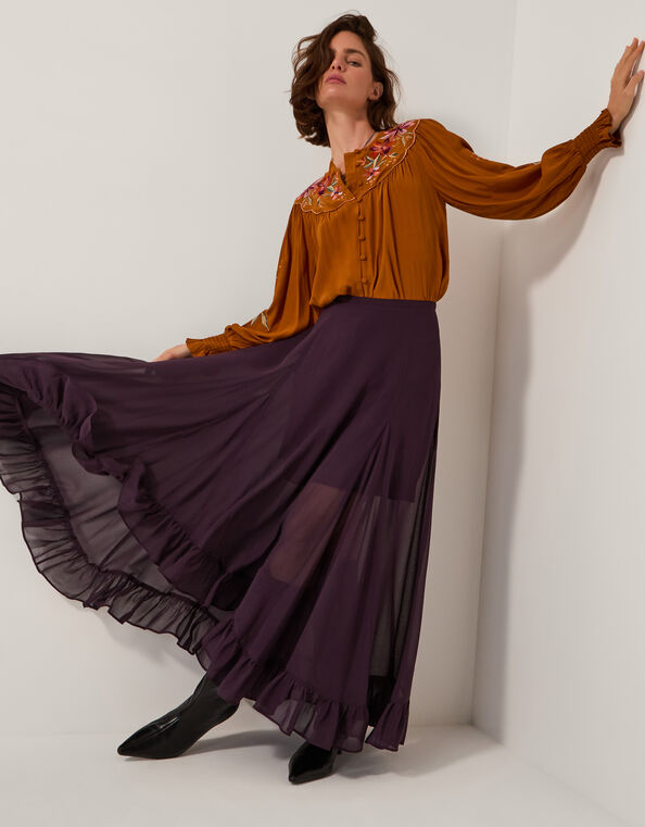 Elsie Frill Maxi Skirt, Purple (PURPLE), large