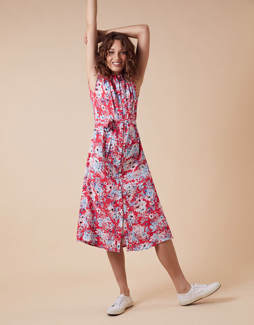 Floral Print Shirt Dress with LENZING™ ECOVERO™, Red (RED), large