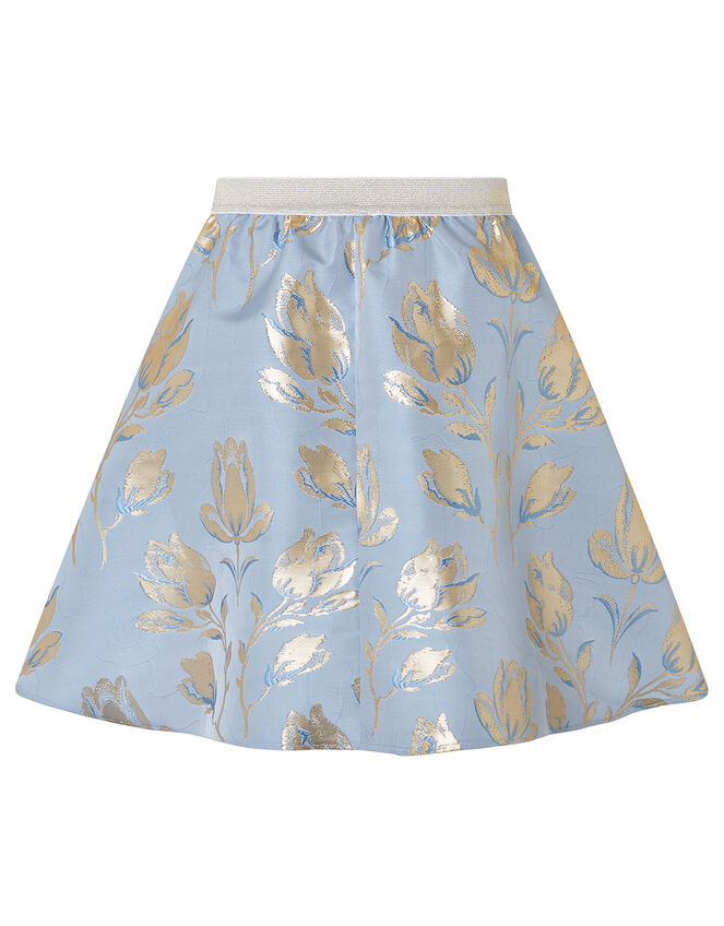 Tulip Jacquard High-Low Skirt, Blue (BLUE), large