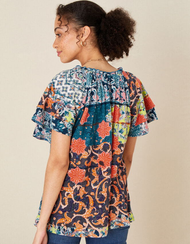 Sufja Printed Jersey Top , Blue (NAVY), large