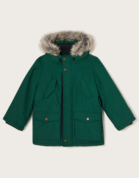 Parka Coat with Faux Fur Hood  Green, Green (GREEN), large