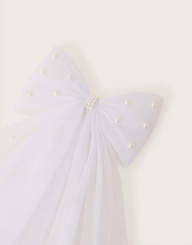 Communion Pearl Veil Bow Clip, , large