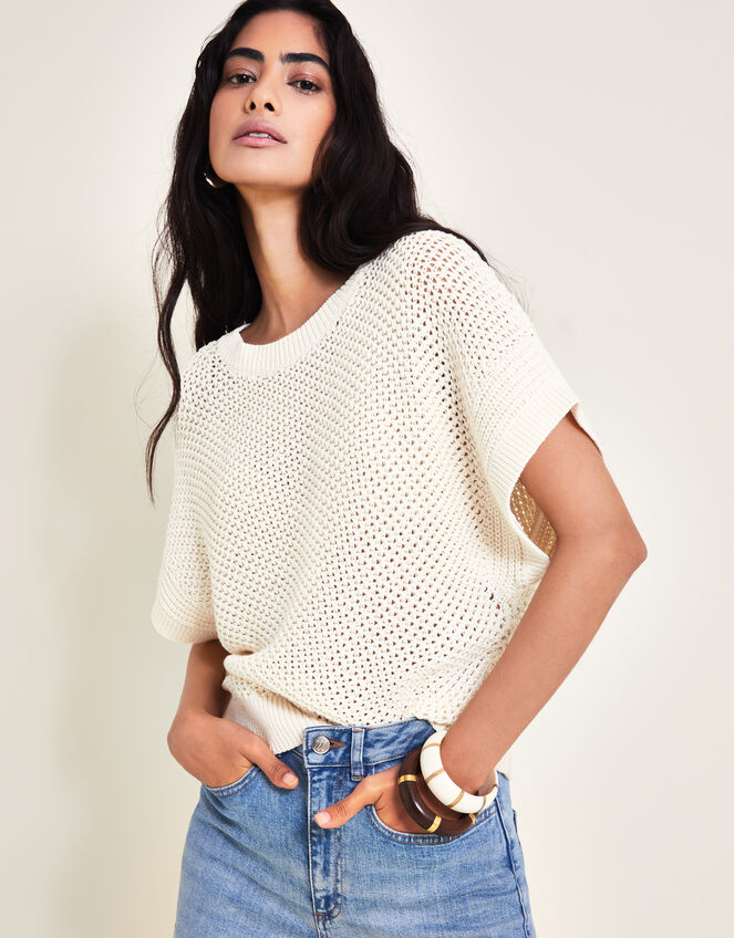 Sia Short Sleeve Jumper, Ivory (IVORY), large