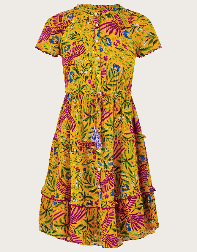 Floral and Palm Print Dress in LENZING™ ECOVERO™, Yellow (YELLOW), large