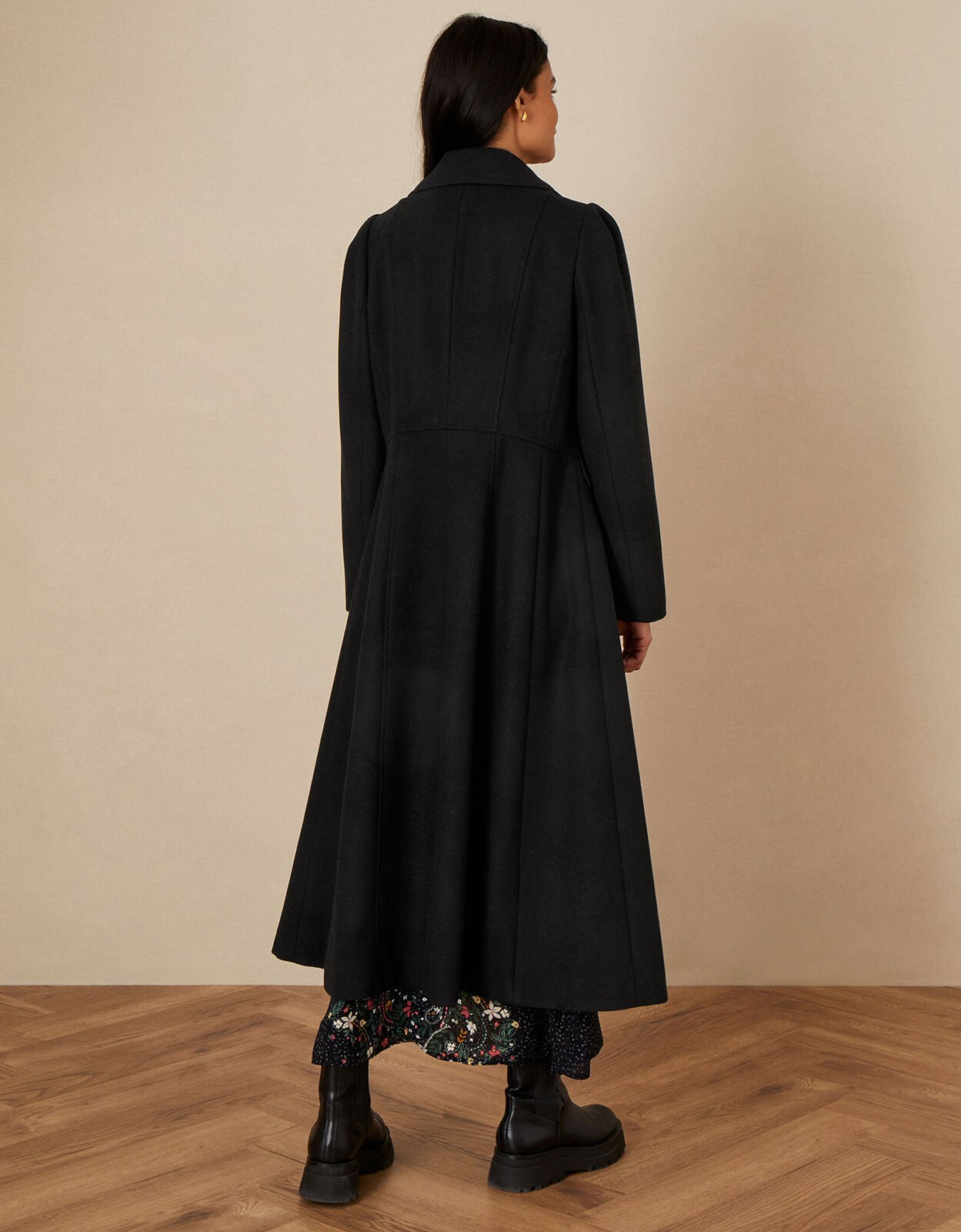 Skirted wool coat sale