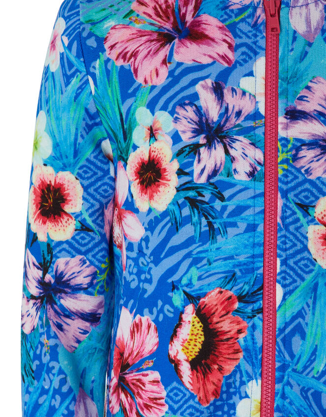 Tikoto Floral Bomber Sweat Jacket, Blue (BLUE), large