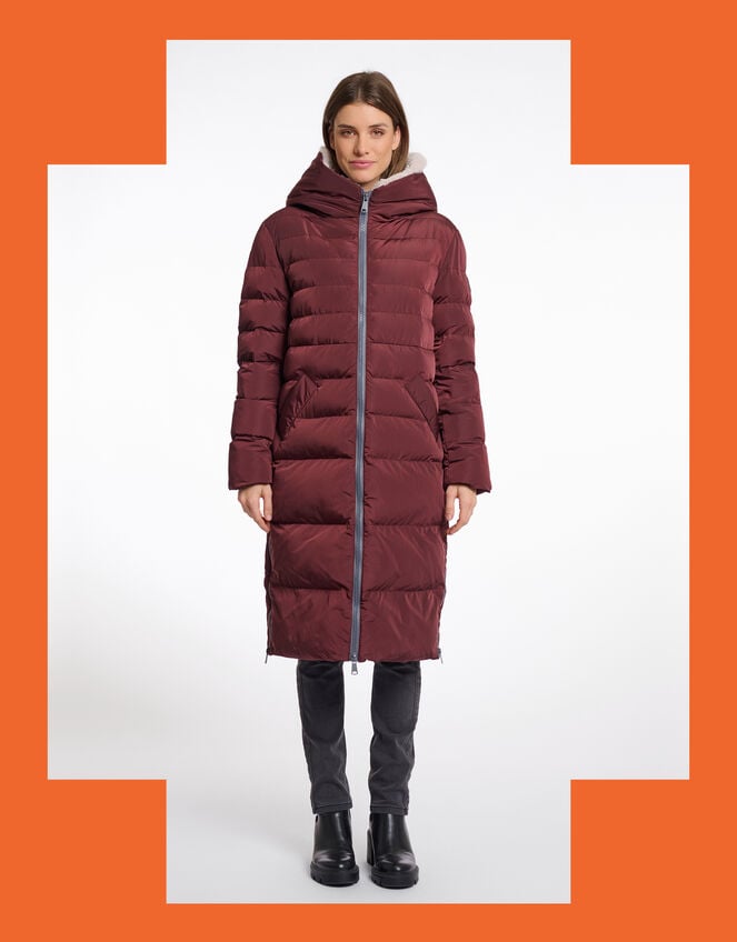 Rino & Pelle Keila Faux Fur Lined Long Puffer Coat, Brown (CHOCOLATE), large