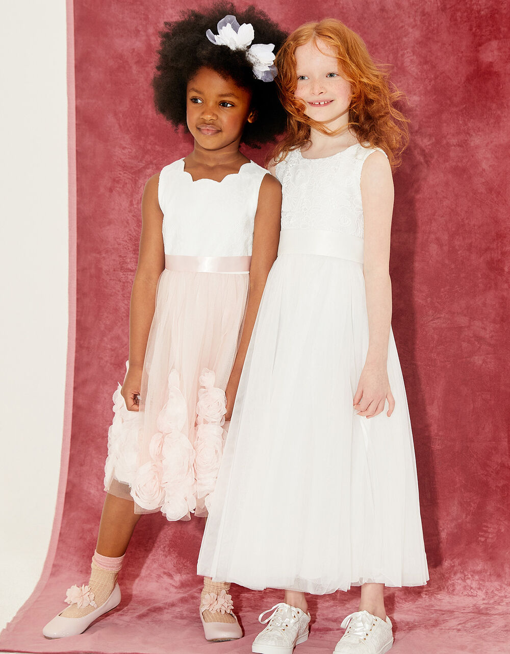 Children Girls 3-12yrs | Alice Lace Bodice Tulle Maxi Dress Ivory - QL77857