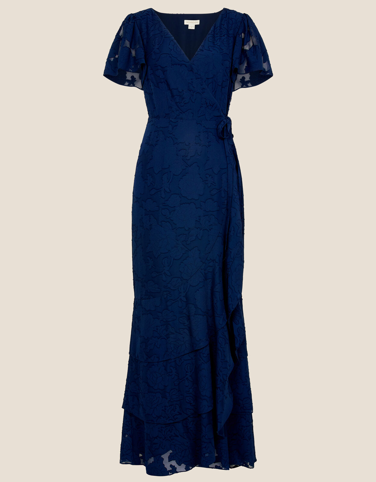 Frill wrap top maxi dress