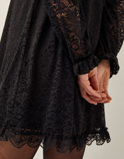 Lulu Long Sleeve Lace Mini Dress, Black (BLACK), large