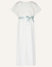 Sequin Cape Sleeve Jumpsuit , Ivory (IVORY), large