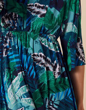 Sandra Palm Print Jersey Midi Dress, Multi (MULTI), large