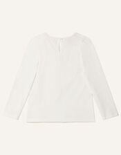 Gem Neckline Long Sleeve Top, Ivory (IVORY), large