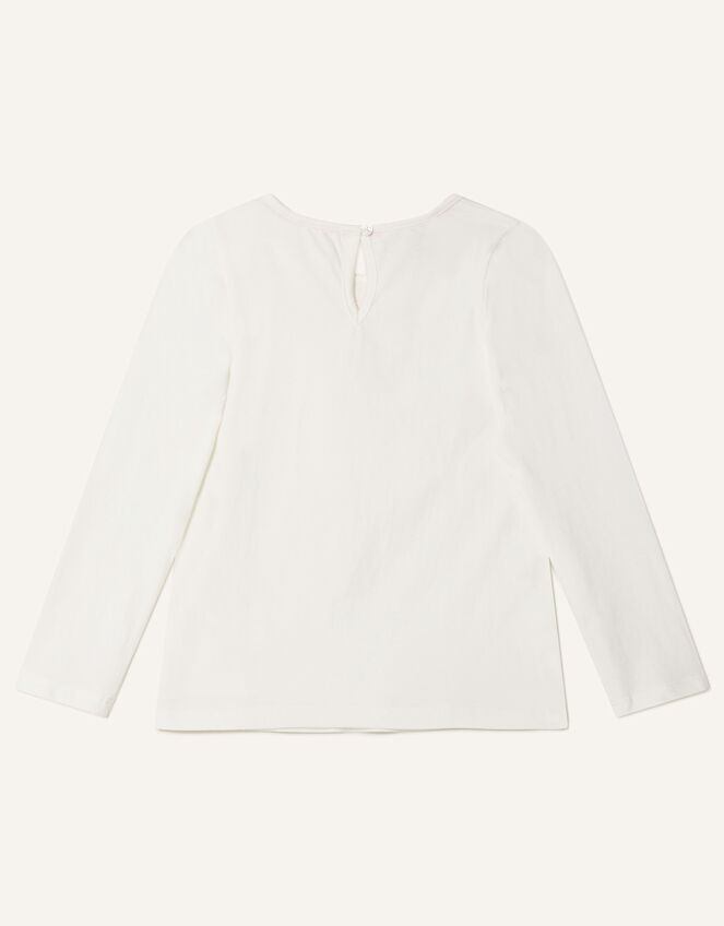 Gem Neckline Long Sleeve Top, Ivory (IVORY), large