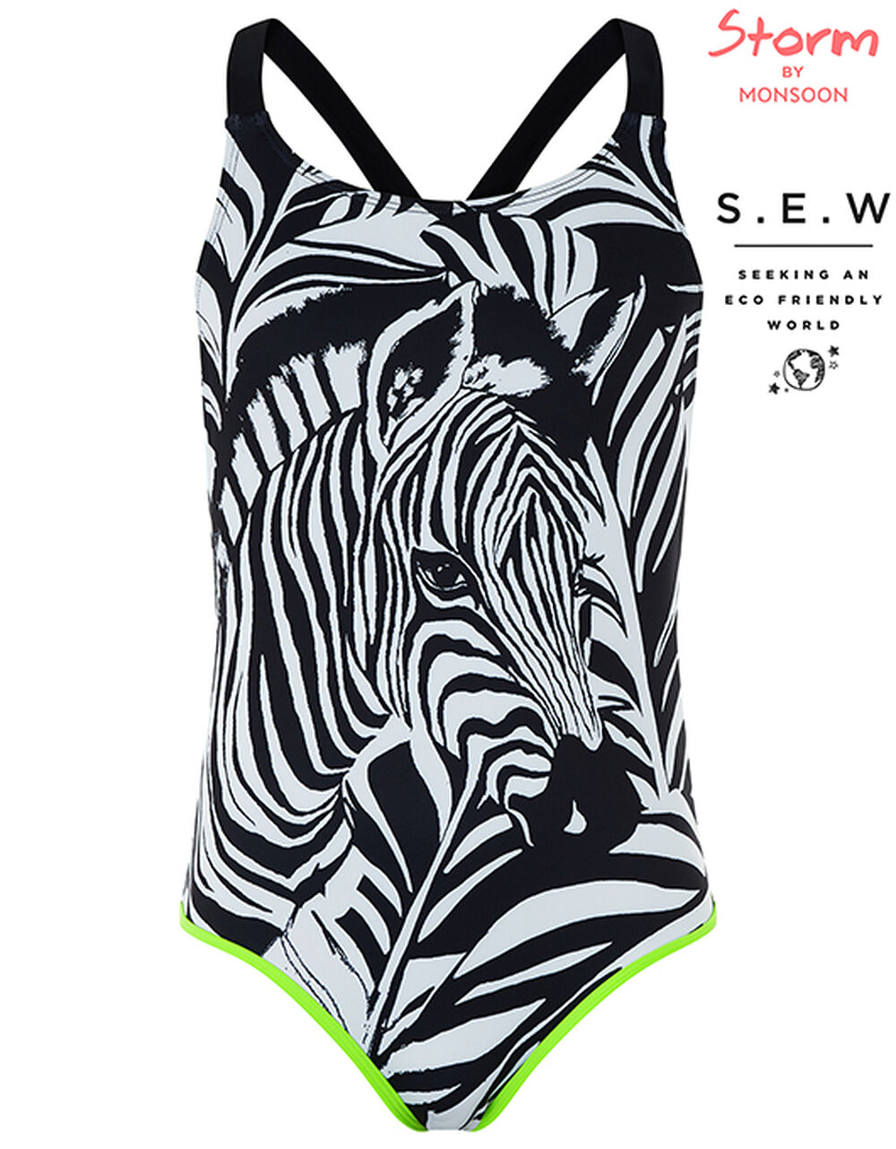 Zara Zebra Swimsuit Black | Girls' Beach & Swimwear | Monsoon UK.