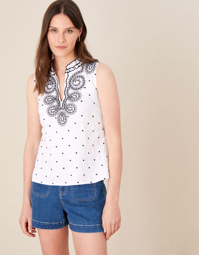 Embroidered Tank Top, Ivory (IVORY), large